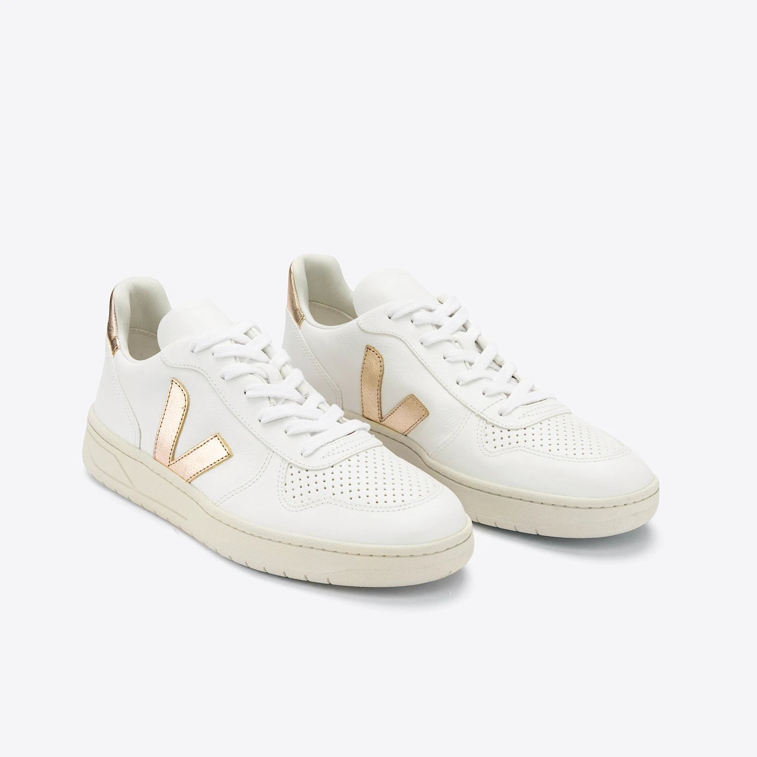 Veja Women's V 10 Leather Sneakers in White Platine - Stylish & Comfortable Vegan Shoes for Casual Wear, Work & Everyday Outfits