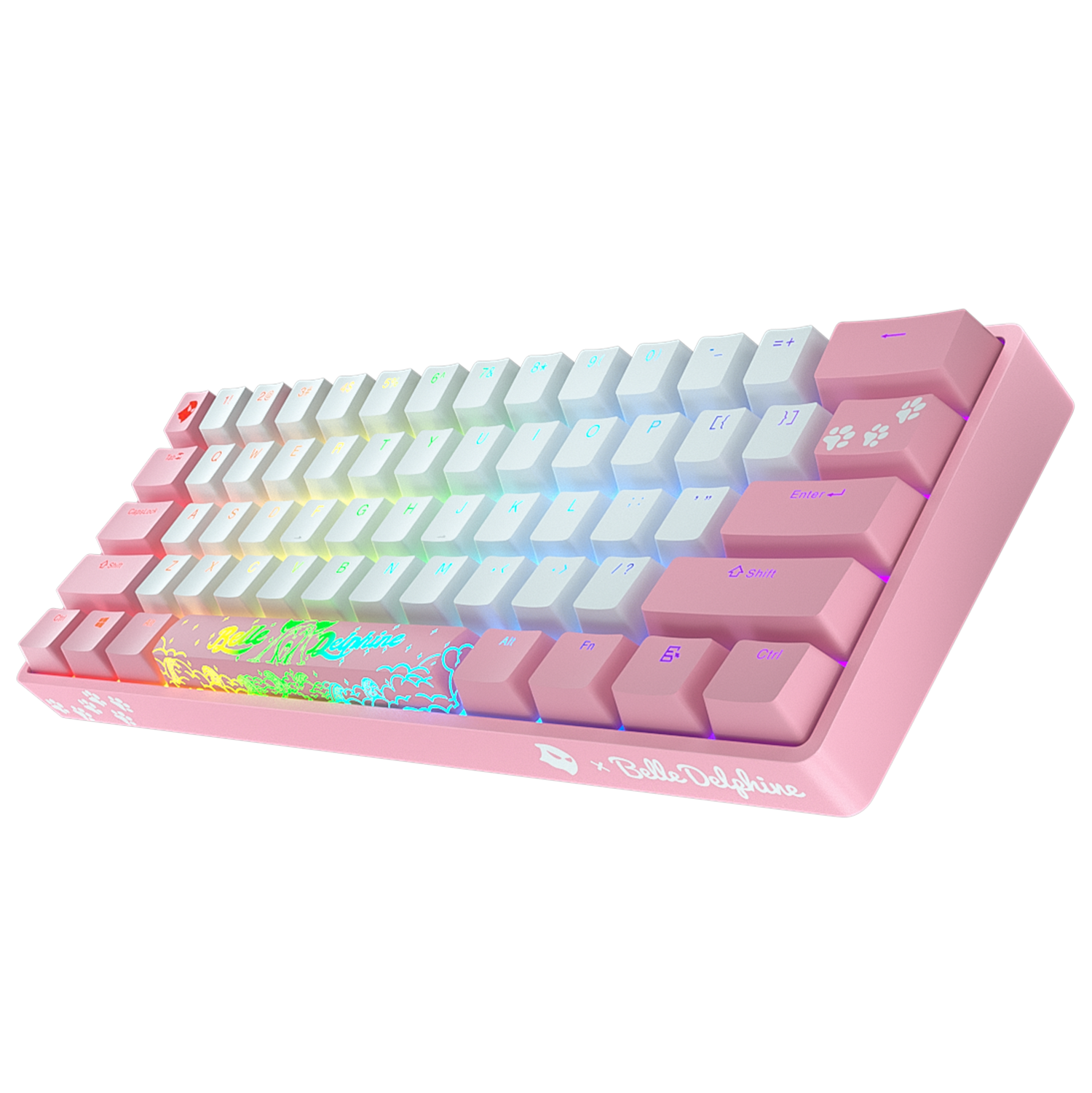 Belle Delphine X Ghost Edition K1 Wireless Mechanical Gaming Keyboard - Kitty Pink RGB Backlit | Perfect for Gaming, Streaming & Typing