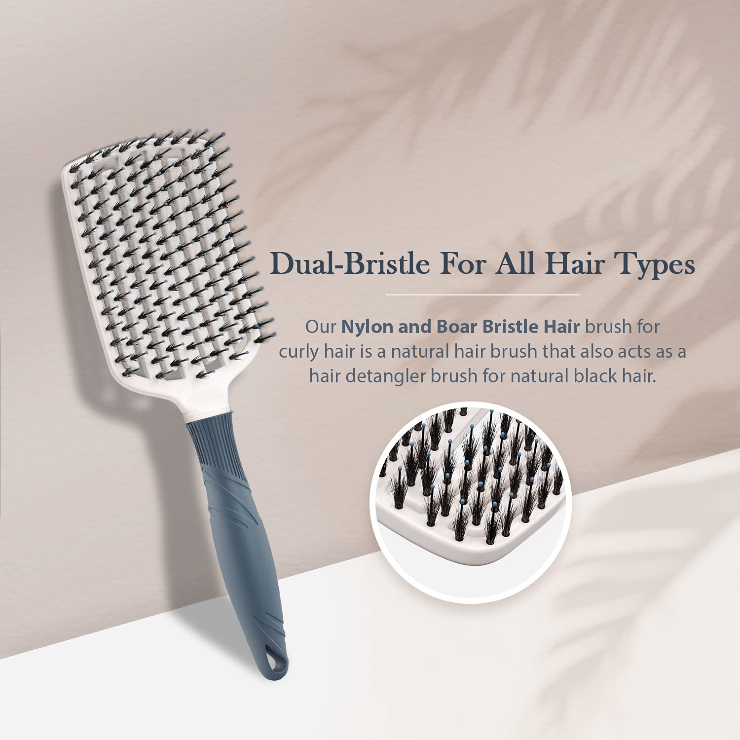 Professional Hair Brush Set - 2 Inch Round Brush & Detangling Paddle Brush for Blow Drying - Nylon & Boar Bristle Combo for Thick Hair - Perfect for Salon Styling & Home Hair Care