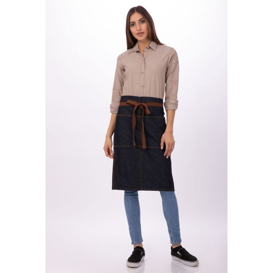 Chef Works AW049IBL Memphis Bistro Apron - Premium Indigo Blue Kitchen Apron for Chefs & Cooking Enthusiasts (32