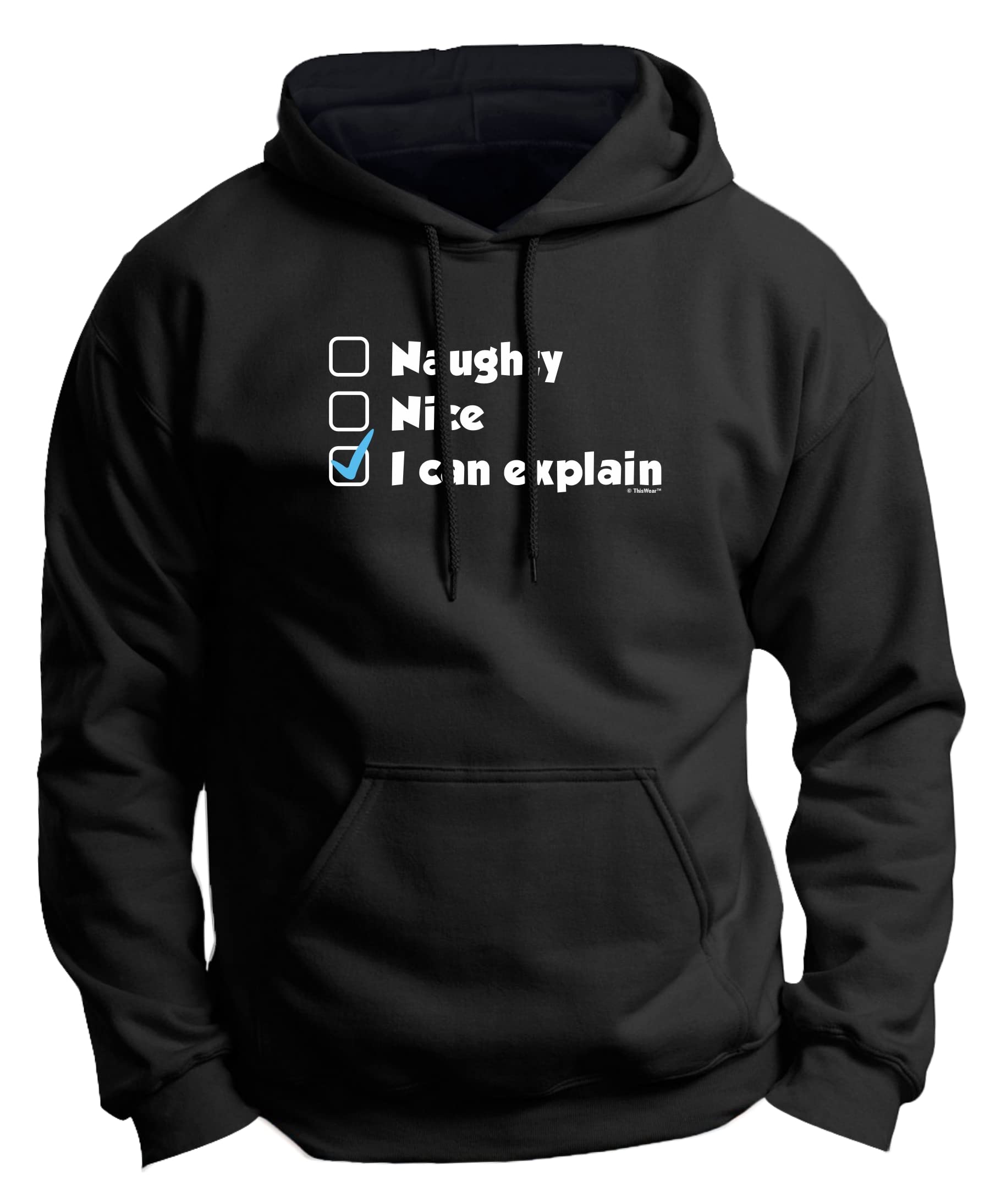 Naughty Nice or I Can Explain Funny Long Sleeve Hoodie - Premium Drawstring Sweatshirt for Men & Women - Perfect for Christmas Gifts, Casual Wear & Holiday Parties