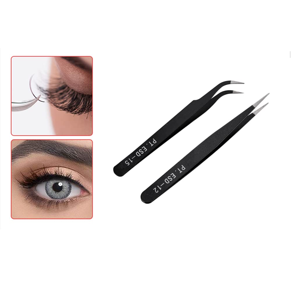 Professional Nail Art Tweezers Set - 2 Pcs Rhinestone & Foil Picker Tool for Nail Stickers, Decals, Eyelash Extensions | Perfect for DIY Manicures, Salon Use & Nail Decorations