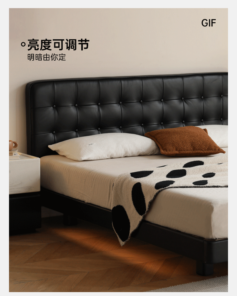 Premium Black Leather Suspension Bed - Luxurious & Durable for Bedroom, Guest Room, or Dorm - Enhances Comfort & Style
