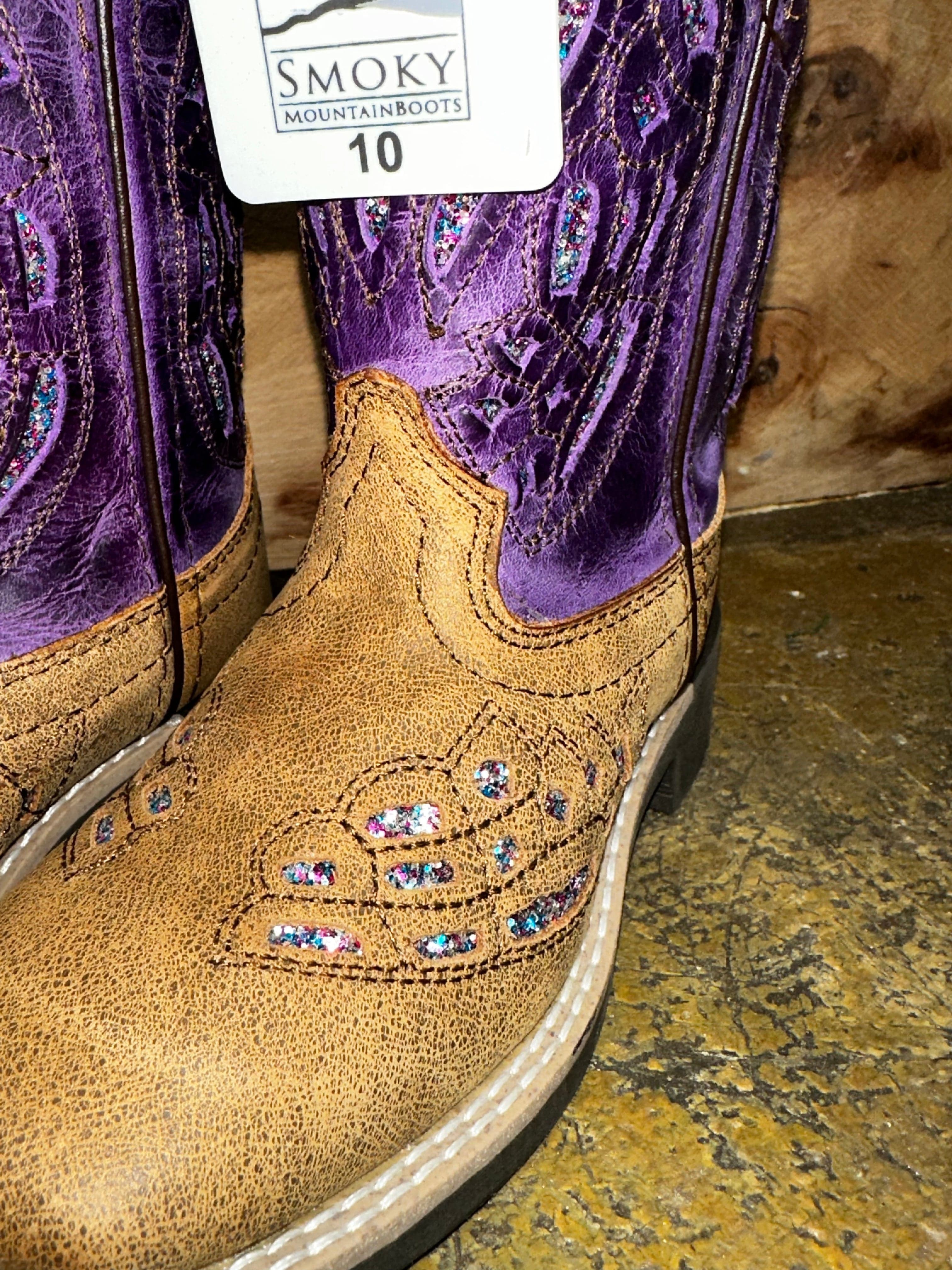 SM Genuine Leather Women's Brown & Purple Square Toe Boots - Stylish & Comfortable for Casual Outings, Work & Fall Fashion