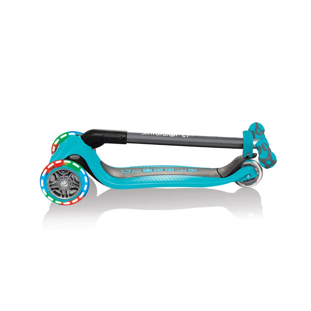 Globber Go Up Deluxe LED Lights Scooter for Kids - Adjustable Height, Foldable Design - Perfect for Commuting, School, and Outdoor Fun