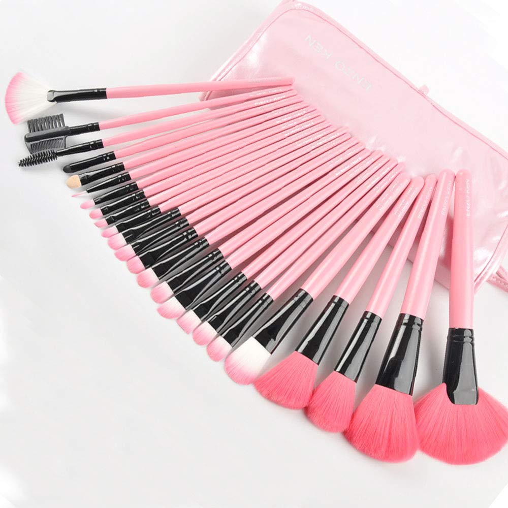 24-Piece Professional Makeup Brush Set for Foundation, Blush, Eyeshadow & Eyeliner - Portable PU Leather Case - Perfect for Travel, Home & Professional Makeup Artists