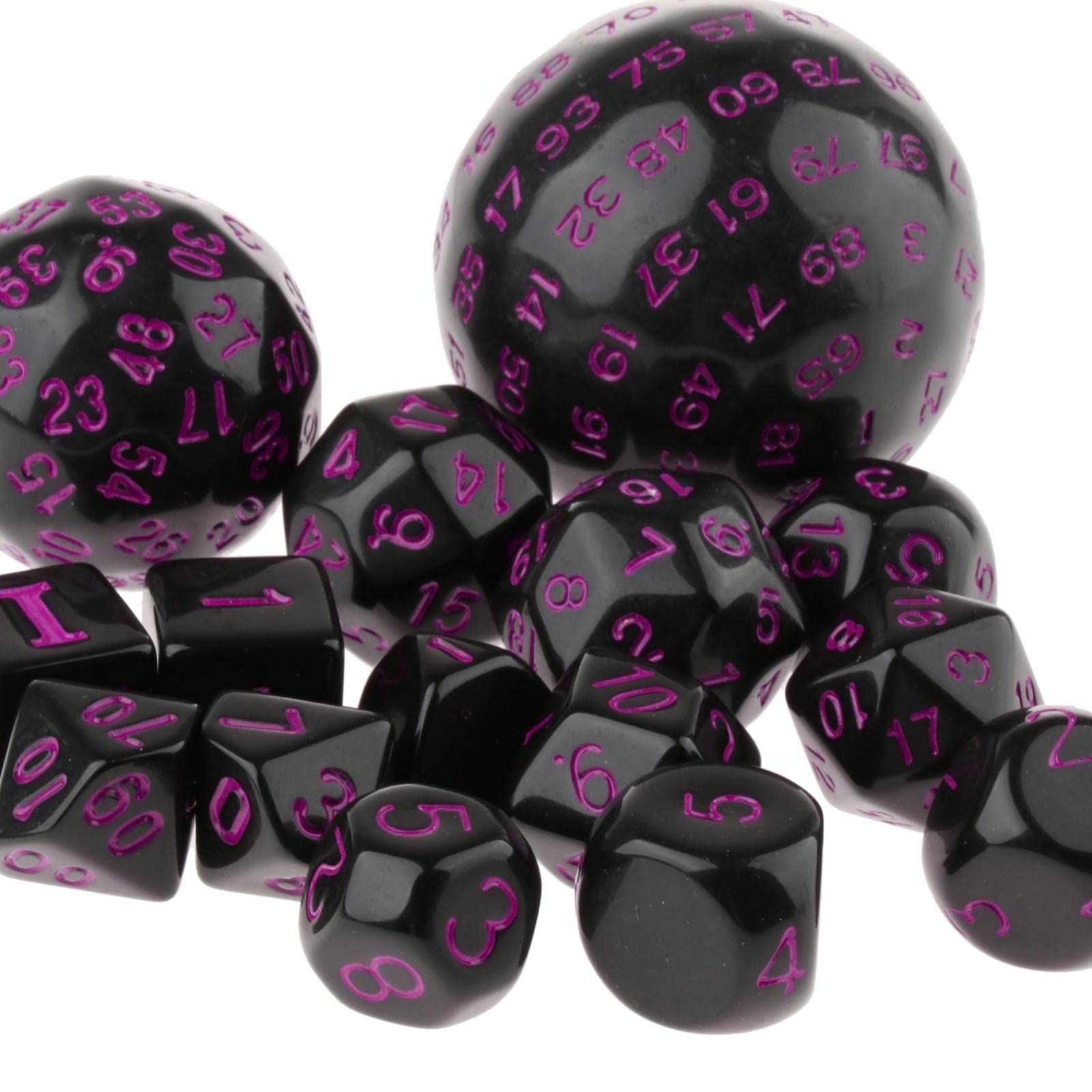 Milageto 15-Piece Polyhedral RPG Dice Set - D30, D16, D12, D10, D8, D7, D5, D4 for Dungeons & Dragons, Tabletop Role Playing Games - Perfect for DND Campaigns, Board Games & Collectors (Purple)