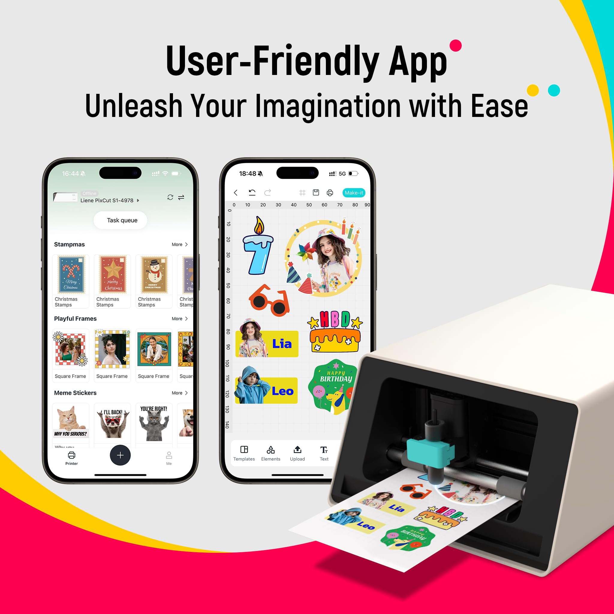 Liene PixCut S1 All-in-One Sticker Maker Machine - DIY Photo Sticker Printer & Cutting Machine for Custom Labels, Gifts & Crafts | 300 DPI Thermal Dye-Sublimation Prints with AI Auto-Cutting | Perfect for Home, Office, School Projects & Small Business Branding