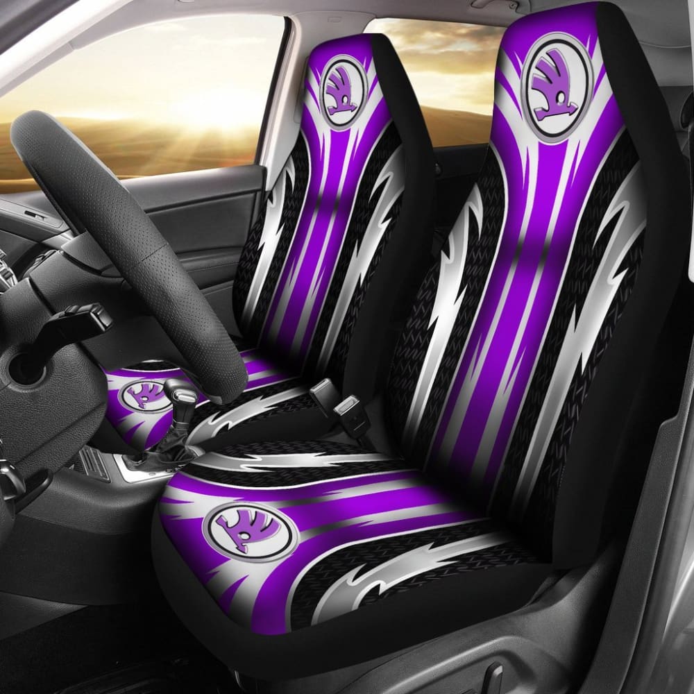 Premium 2-Piece Front Skoda Seat Covers in Purple (Model 144627) - Waterproof & Universal Fit for Car, SUV, Truck - Perfect for Road Trips & Daily Commute