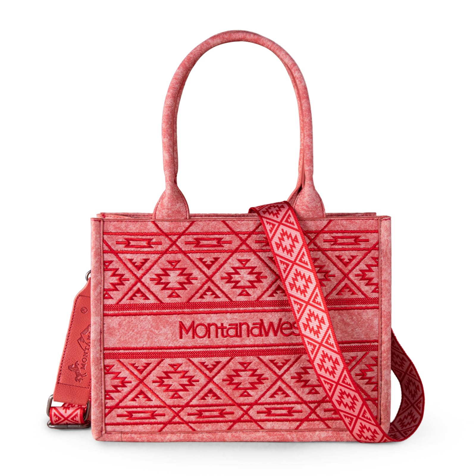 Montana West Women's Western Aztec Designer Canvas Tote Bag with Guitar Strap - Stylish Crossbody Purse for Casual Outings, Shopping & Travel