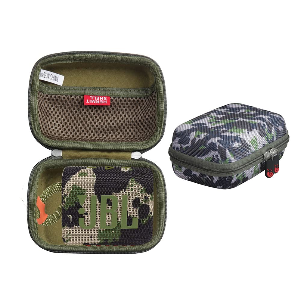 Hermitshell Protective Hard Travel Case for JBL Go 3 & JBL Go 3 Eco Portable Bluetooth Speaker - Durable Water-Resistant Cover with Camo Design - Perfect for Outdoor Adventures, Travel, Beach & Camping