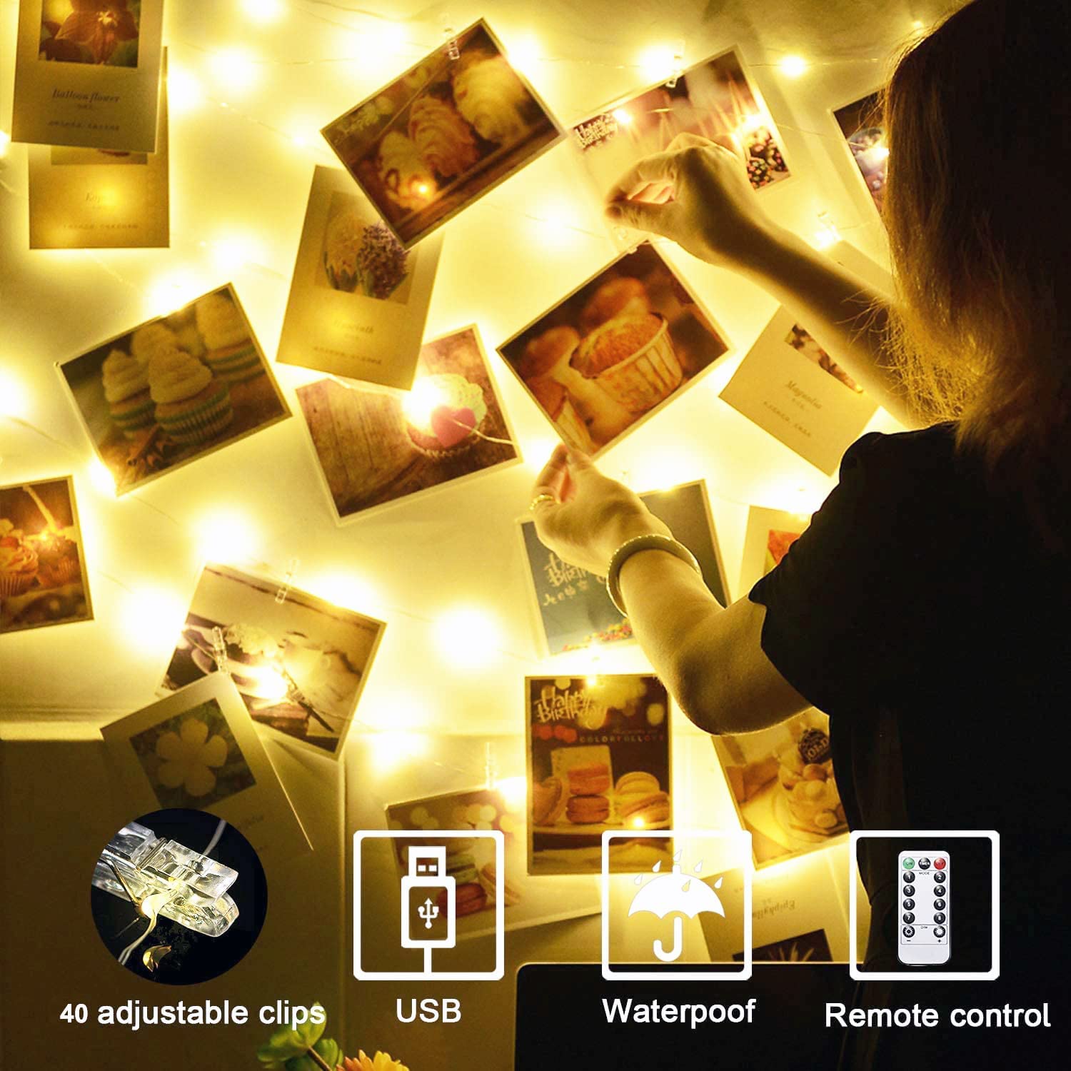 2 Pack 240LED 24M Waterproof Fairy String Lights with 40 Clips - Bedroom Decor, Party & Wedding Lighting for Girls, Room Photo Hanging - Perfect for Romantic Ambiance, Gift Giving & Home Decoration