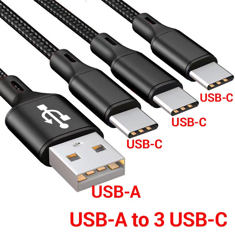 6.6FT Multi USB C Cable - 3 in 1 Fast Charging Cable for iPhone 15 Pro/Pro Max/Plus, iPad Air/Pro, Samsung Galaxy S24/S23, Google Pixel, PS5 - Simultaneous Charging for Multiple Devices - Perfect for Home, Office & Travel