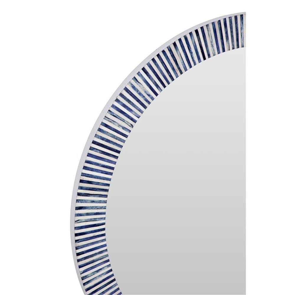 Blue Resin Radial Bone Wall Mirror - Handmade Boho Decor for Living Room, Bedroom & Bathroom