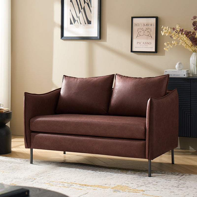 Modern Industrial Loveseat with PU Leather - Stylish Small Sofa for Living Room, Office or Lounge - Comfortable Two-Seater Couch for Home Decor