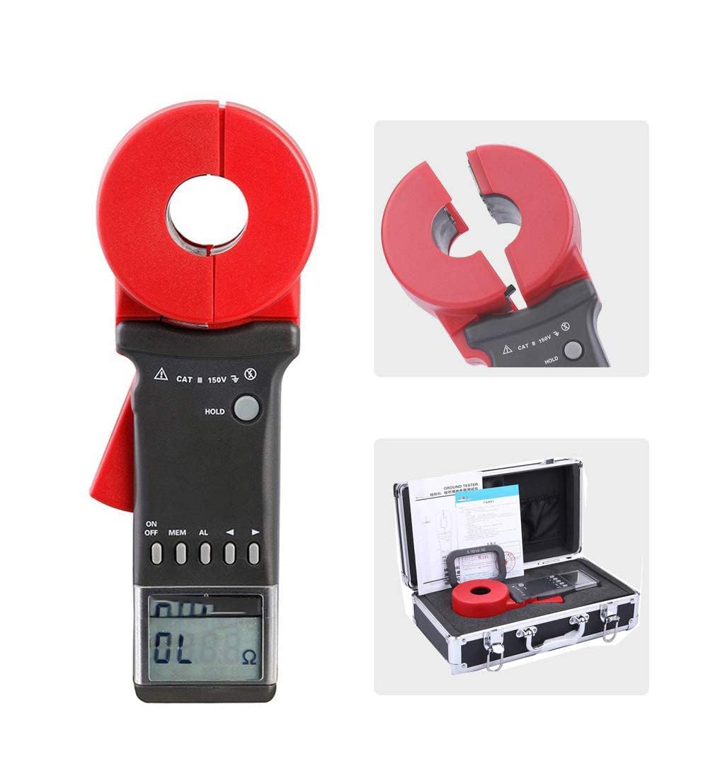 ETCR2100 Earth Resistance Tester Meter - 32mm Clamp Size, LCD Display, 0.01 to 1200 Ohm Range - Perfect for Electrical Grounding Testing in Industrial and Home Applications