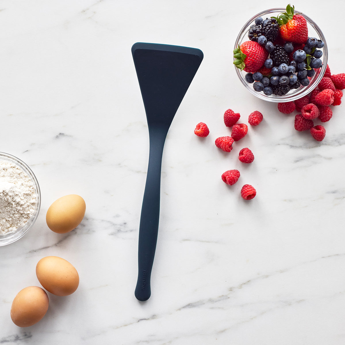 Premium Silicone Turner Spatula - Heat-Resistant & Non-Stick Kitchen Utensil for Cooking, Baking, Flipping Pancakes & Eggs | Oxford Blue | Ideal for Non-Stick Pans, Grills & Everyday Cooking