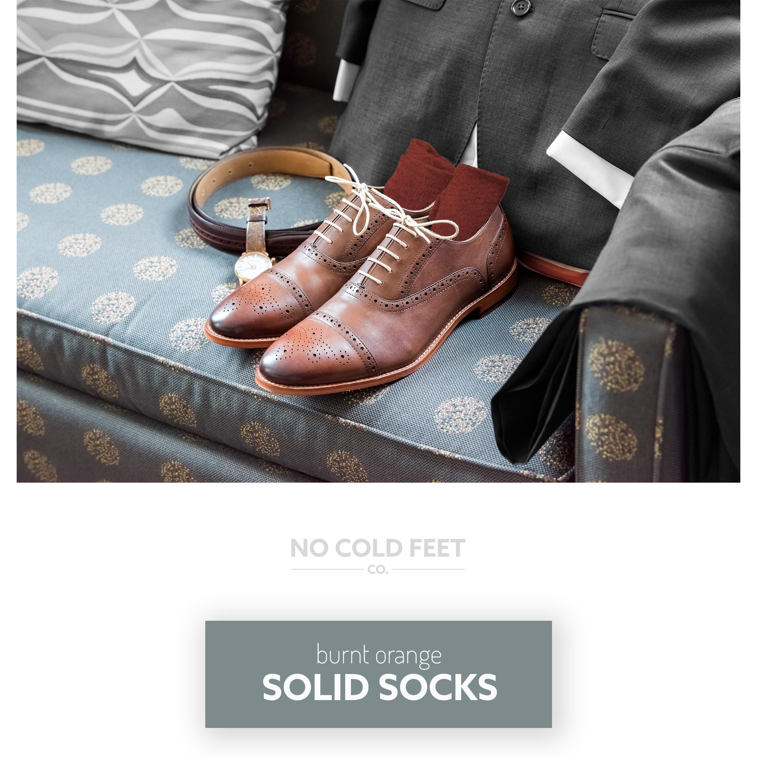 Fun Orange Colorful Novelty Socks for Men - 8 Pack Dress Casual Formal Groomsmen Wedding Socks - Perfect for Parties, Gifts & Everyday Wear