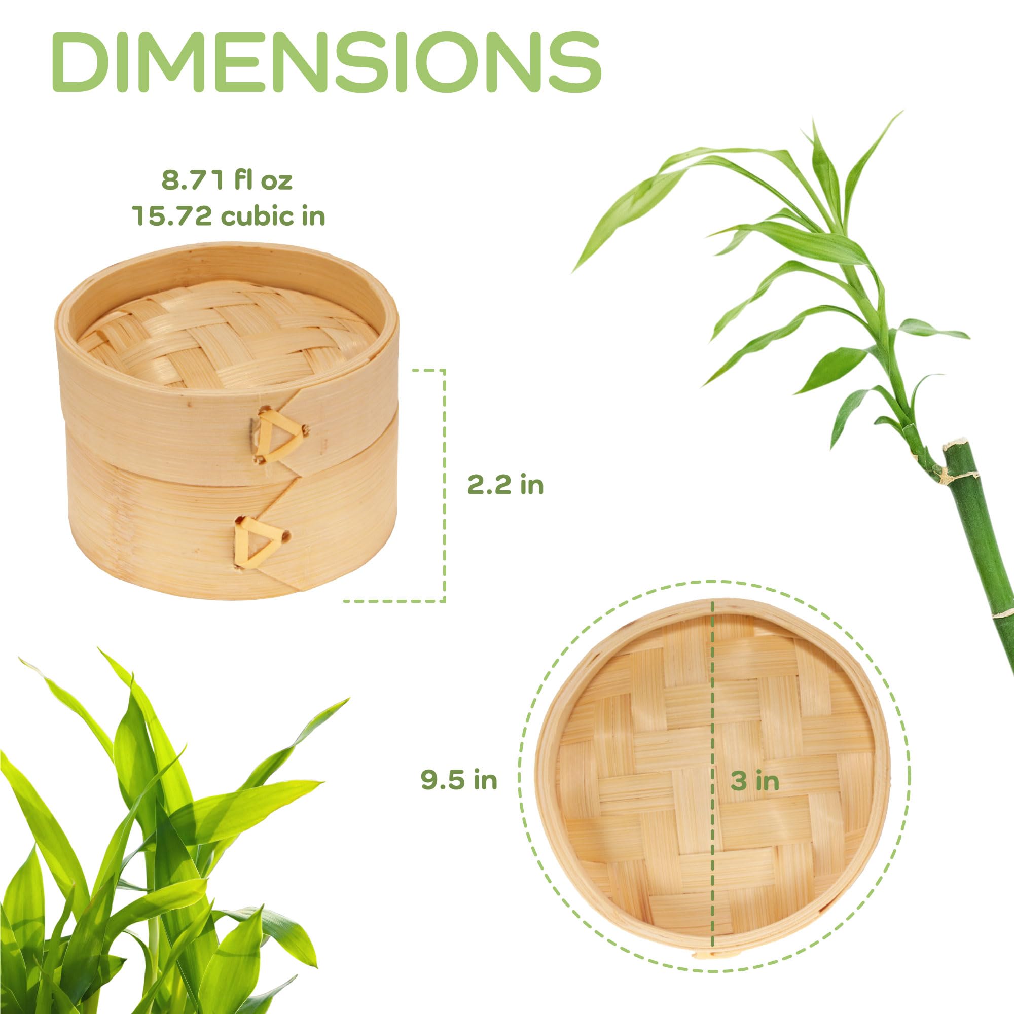 BambooMN 3 Inch Mini Bamboo Steamer Basket - 100 Pack for Dim Sum, Dumplings, Desserts | Perfect for Party Favors, Wedding Decor, Birthday Supplies & Home Kitchen Use
