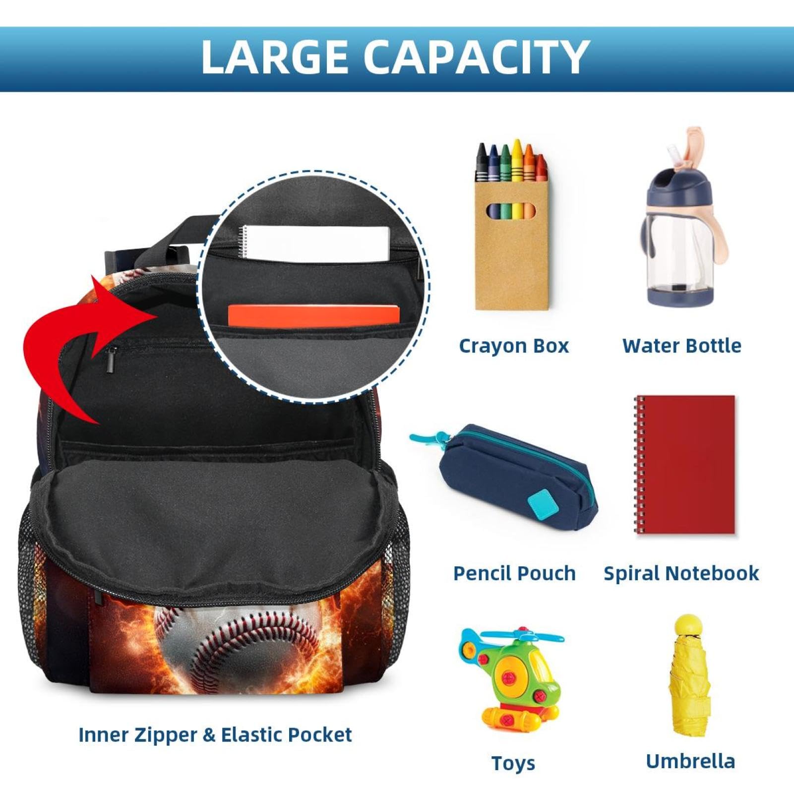 Best Travel Backpacks for Women & Men - Durable Baseball Design Fire & Water Resistant Backpack - Perfect for Hiking, Camping & Daily Commute