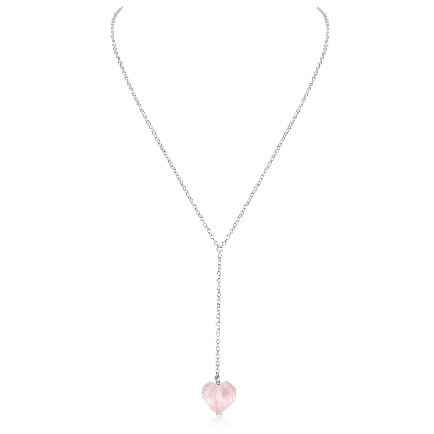 Rose Quartz Crystal Heart Lariat Necklace - Healing Stone Jewelry for Women, Dainty Layering Necklace, Spiritual Gift for Her | Perfect for Meditation, Yoga & Everyday Elegance