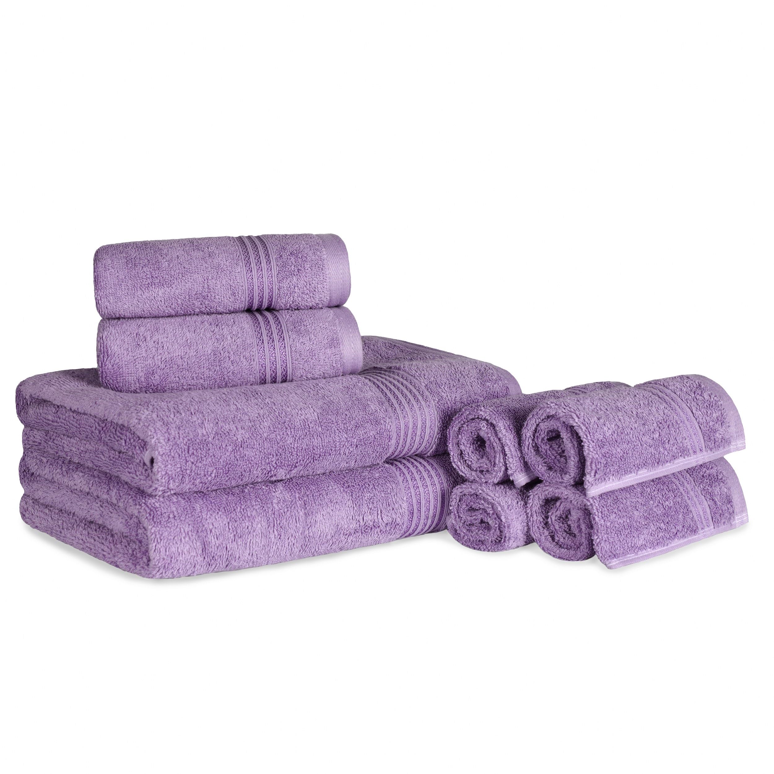 Premium 8-Piece Egyptian Cotton Towel Set - Ultra Soft & Absorbent Bath, Hand & Face Towels for Home, Master Bathroom & Spa - Includes 2 Bath, 2 Hand, 4 Washcloths - Quick Dry Luxury Towels in Royal Purple - Perfect for Everyday Use, Guest Bathrooms & Hotel-Style Decor