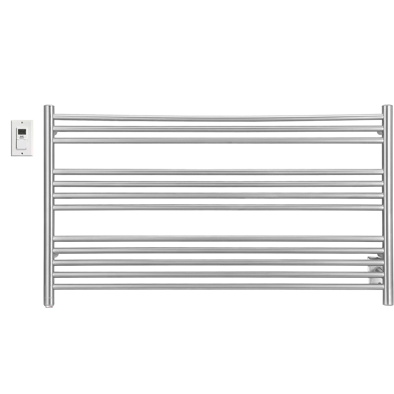Ancona Amplia Dual 12 Bar Hardwired & Plug-in Towel Warmer - Brushed Stainless Steel with Digital Timer - Perfect for Bathroom, Spa & Luxury Home Heating