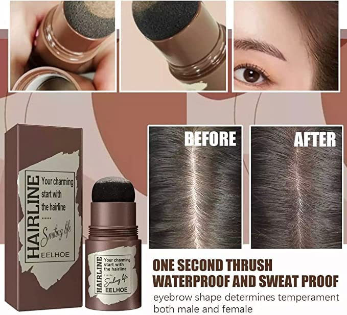 SIMS Natural Hairline Powder - Hair Shading Sponge Pen & Shadow Powder Stick for Quick Root Touch-Up - Includes 3 Stencils (Black) - Perfect for Covering Gray Hair, Thinning Hairlines & Bald Spots - Great for Daily Use, Special Occasions & Hair Styling
