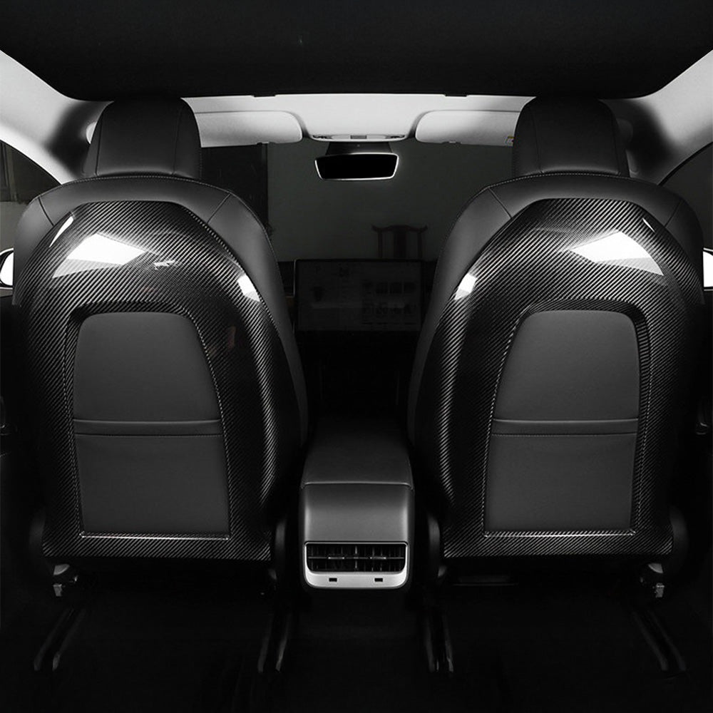 Premium Authentic Carbon Fiber Seat Back Covers for Tesla Model 3 & Model Y – Sporty & Sleek Style – Perfect for Car Enthusiasts & Interior Upgrades
