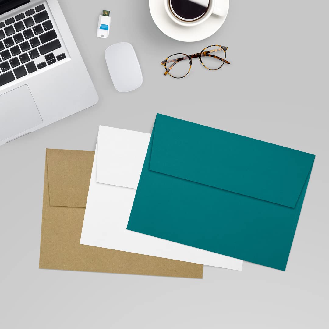 LUXPAPER A7 Invitation Envelopes for 5x7 Cards - 80lb Teal Printable Envelopes with Peel & Press Seal - 1000 Pack (5.25x7.25 Inches) - Perfect for Weddings, Parties, Business Events and Greeting Cards