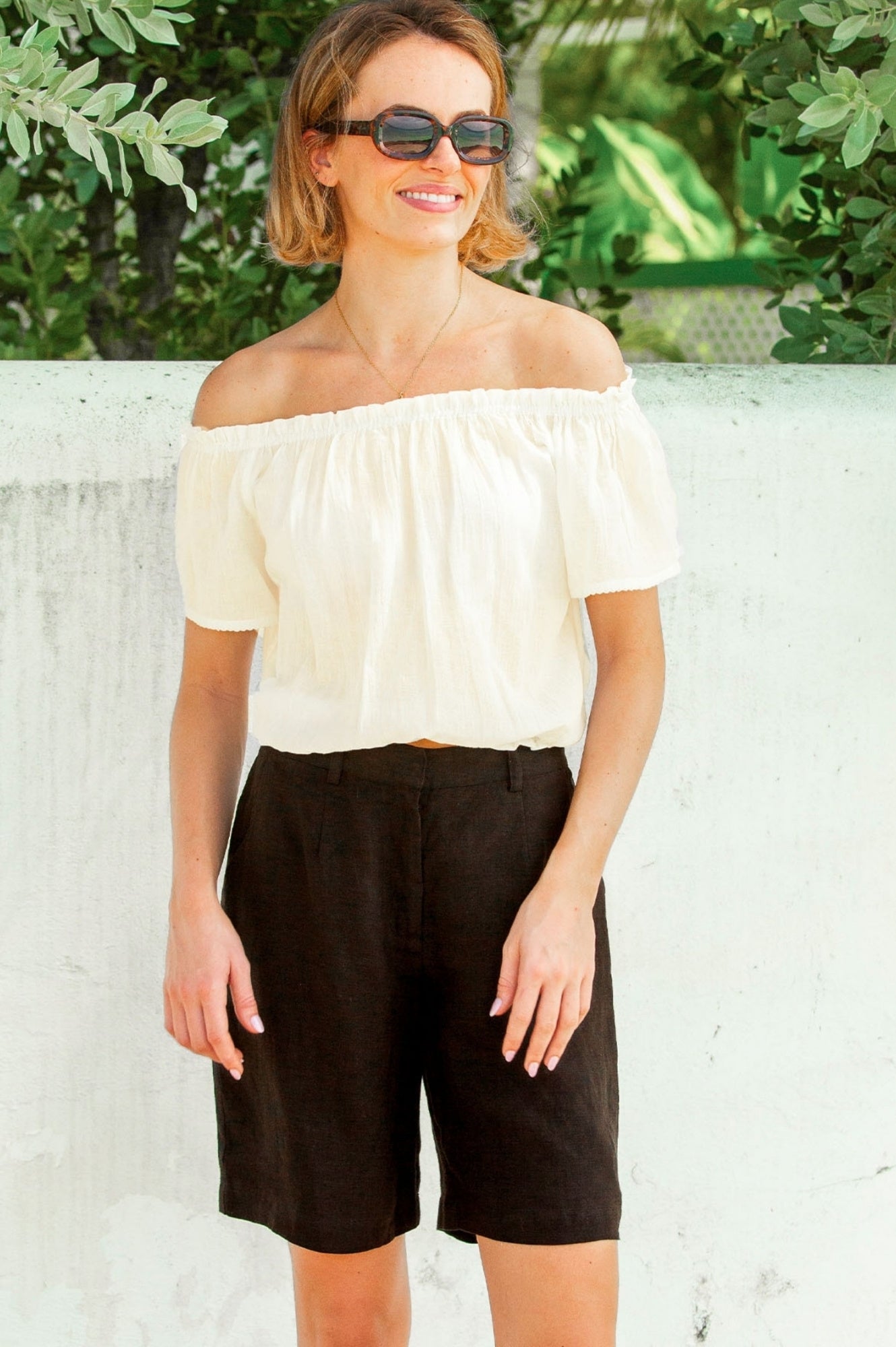 Ilana Frill Organic Cotton Gauze Top for Women - Soft Breathable Cream Blouse | Perfect for Casual Wear, Summer Outfits & Boho Style