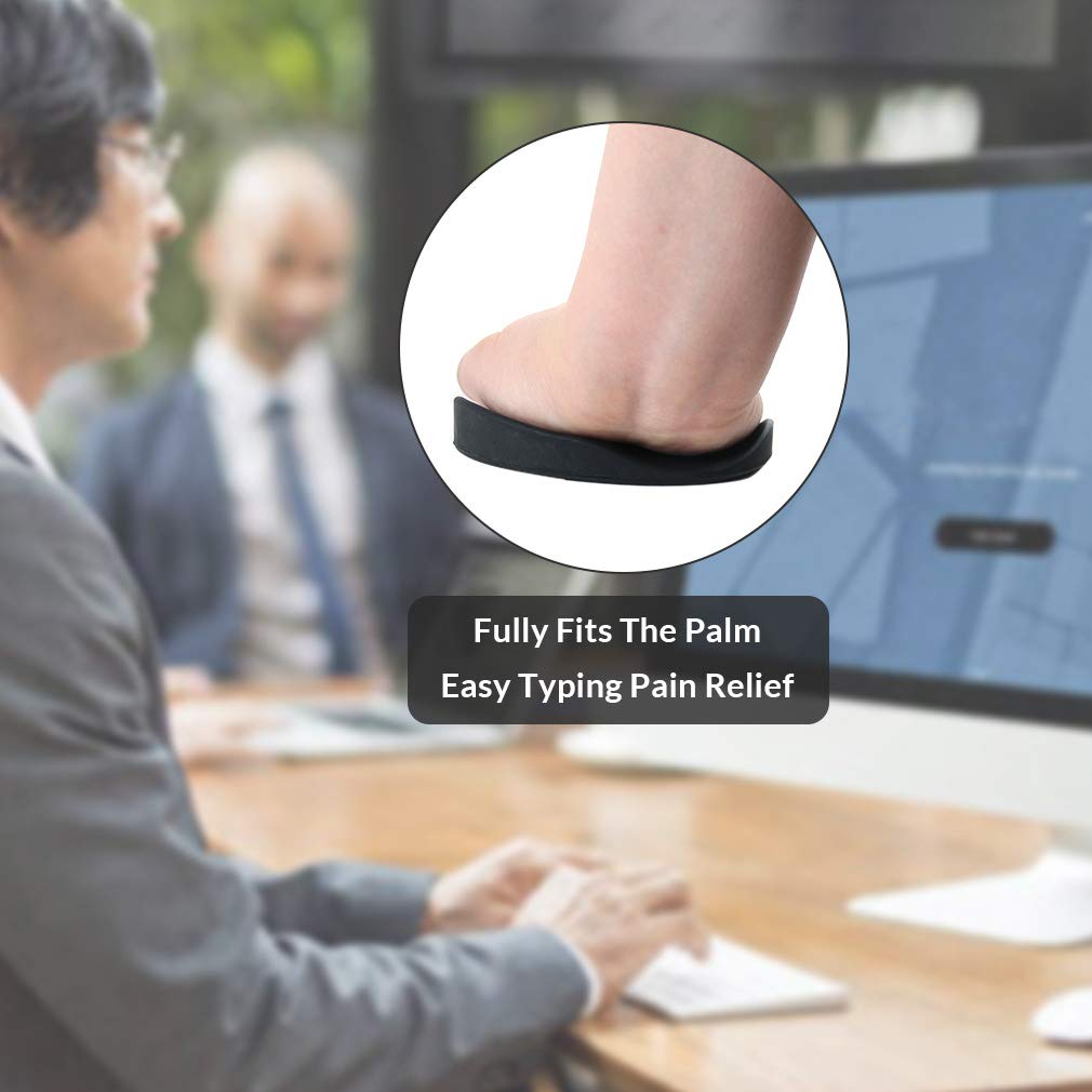 Ergonomic Mouse Wrist Rest Support - 2 Pack Gliding Smooth Palm Rest Pad for Computer Work & Gaming - Comfortable Wrist Cushion for Office, Home & Long Computer Use (Black)