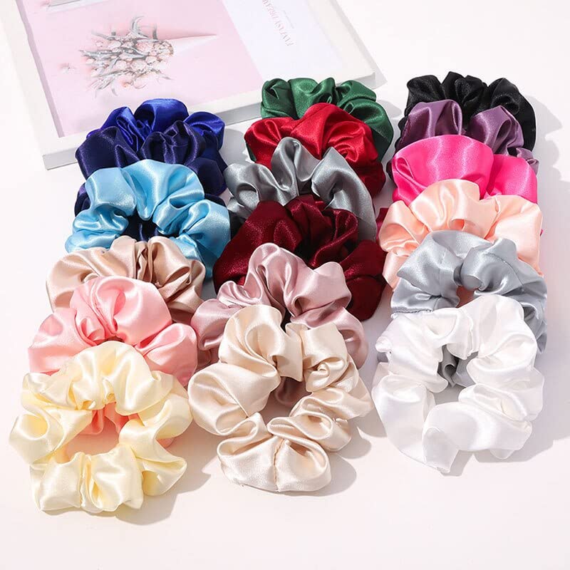 EPARTY - 24 Pack Satin Silk Scrunchies for Women & Girls, Soft Elastic Hair Bands, Ponytail Holders, Hair Ropes, All-Match Hair Accessories - Perfect for School, Work, Gym, Parties & Everyday Styling