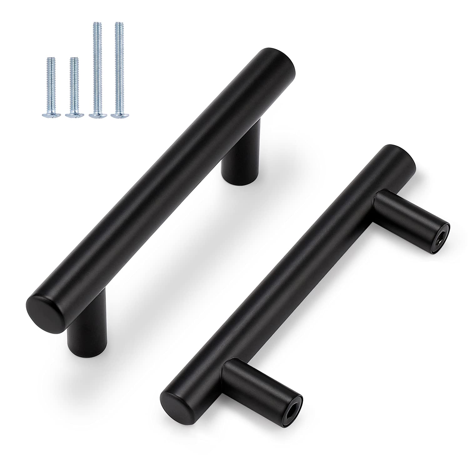 Probrico 200 Pack 3 Inch Hole Centers Flat Black Cabinet Pulls - Modern T Bar Handles for Kitchen Cabinets, Cupboards & Dressers (5 Inch Total Length) - Perfect for Home Renovation & Furniture Upgrade