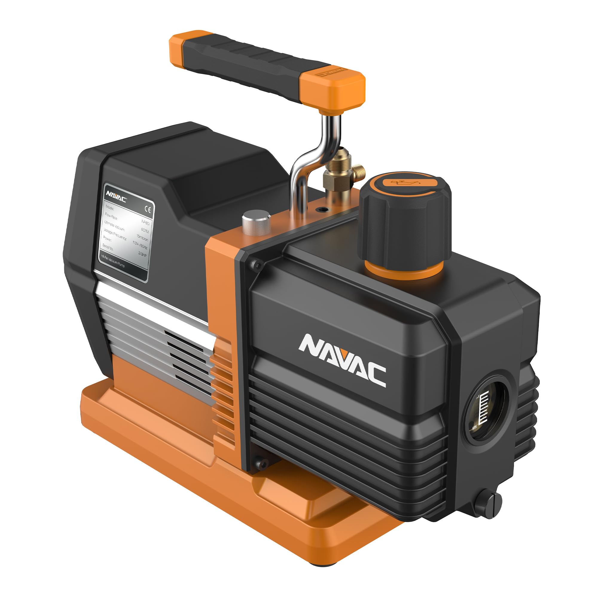 NAVAC NRP6Di Smart HVAC Vacuum Pump - 6 CFM Flow Rate for AC & Refrigeration Evacuation | Digital Smart Control Technology | 2-Year Warranty | Professional HVAC Tool for Repair & Maintenance