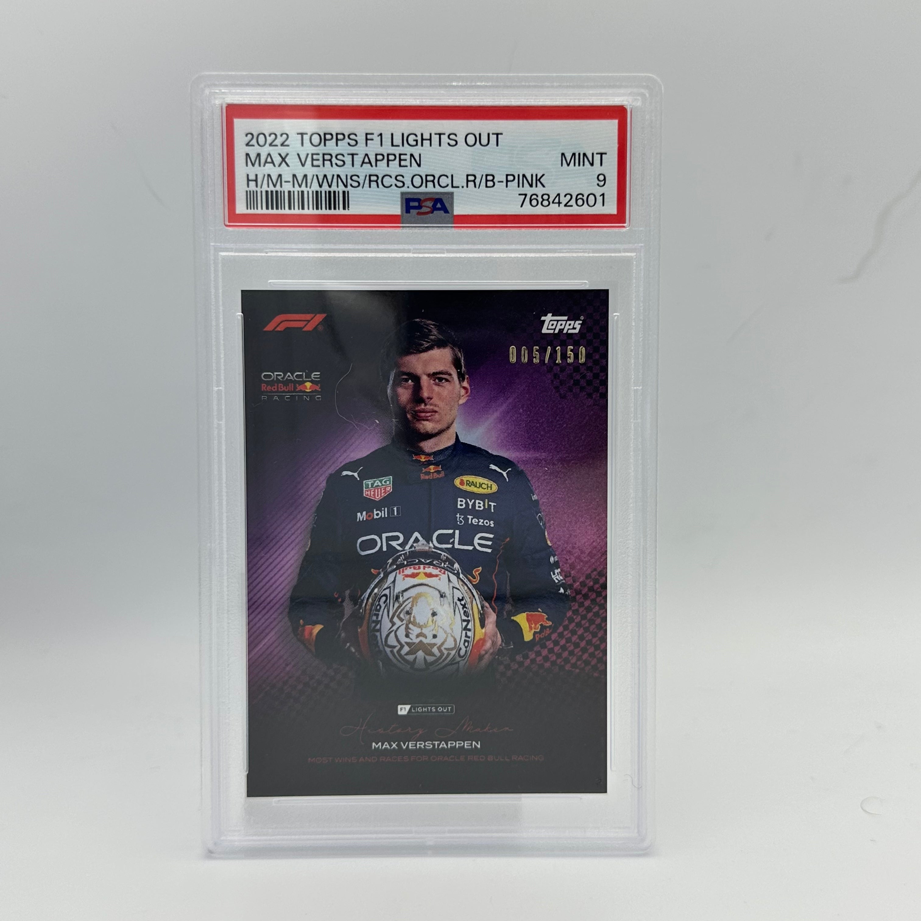PSA 9 Graded 005/150 Max Verstappen History Maker Trading Card - Most Wins & Races Record - Pink Limited Edition | F1 Collectible, Sports Memorabilia for Racing Fans & Card Collectors