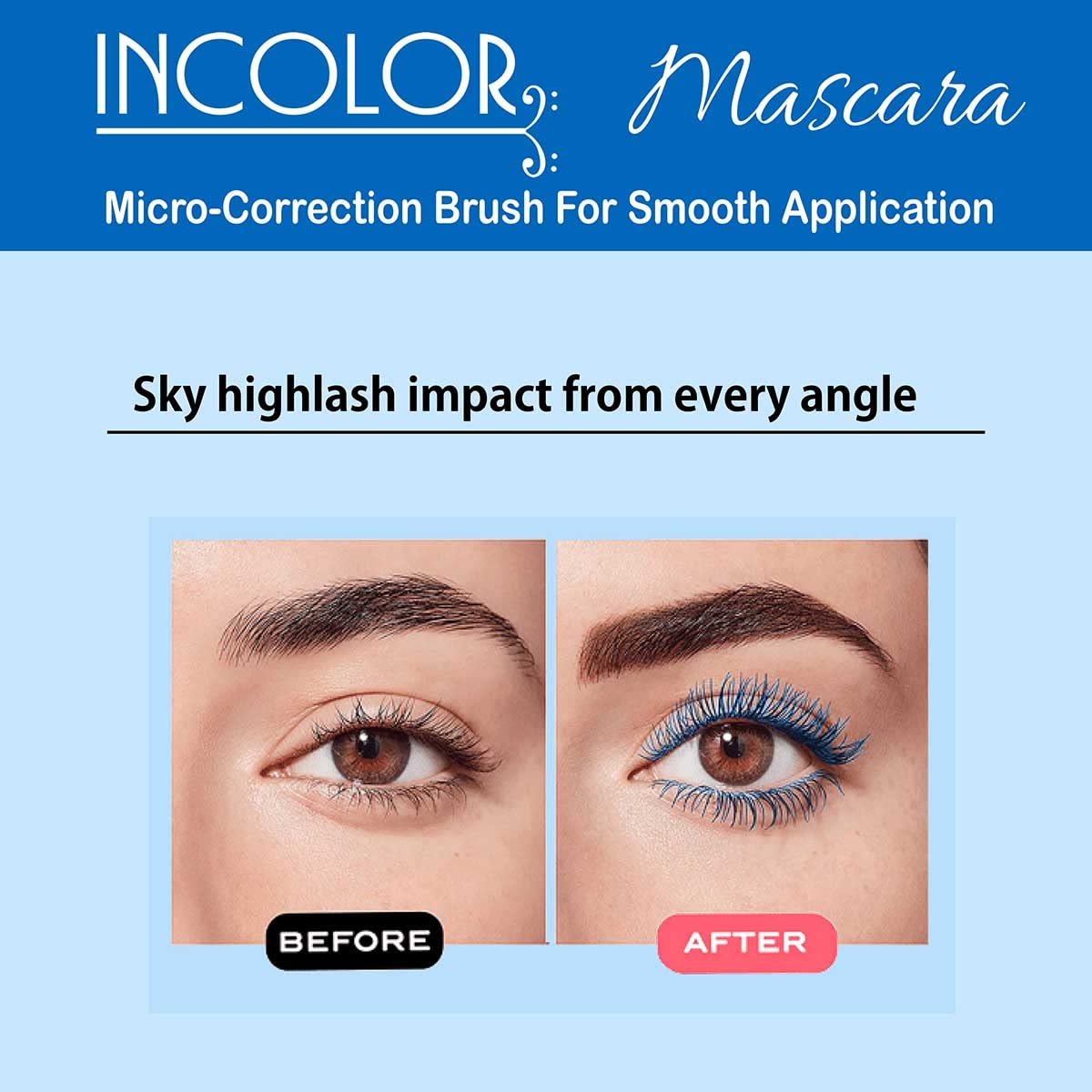 INCOLOR Lightweight Natural Mascara - Smudge Proof, Long Lasting Vegan Eye Makeup (Blueberry Pop, 6ml) for Everyday Wear & Professional Use | Perfect for Office, Parties & Special Occasions