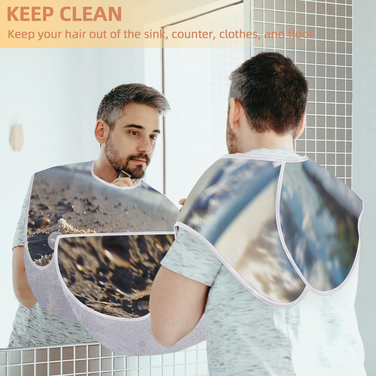 Men's Sea Starfish Beard Shaving Bib - Waterproof Hair Dye & Makeup Apron for Barbers, Stylists & Home Grooming - Sink Hair Catcher & Beard Trimming Accessory - Perfect Gift for DIY Haircuts & Salon Professionals
