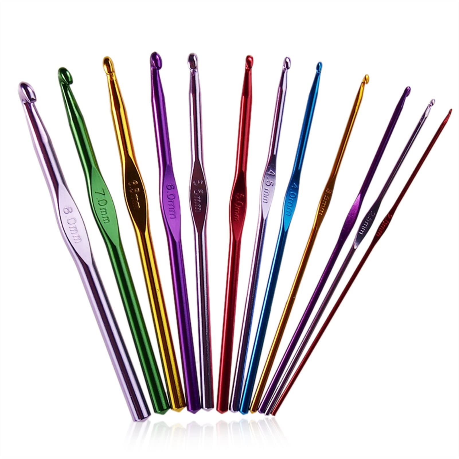 ONGHAHYIS 12Pcs Metal Crochet Hooks Set (2mm-8mm) for Knitting & DIY Crafts