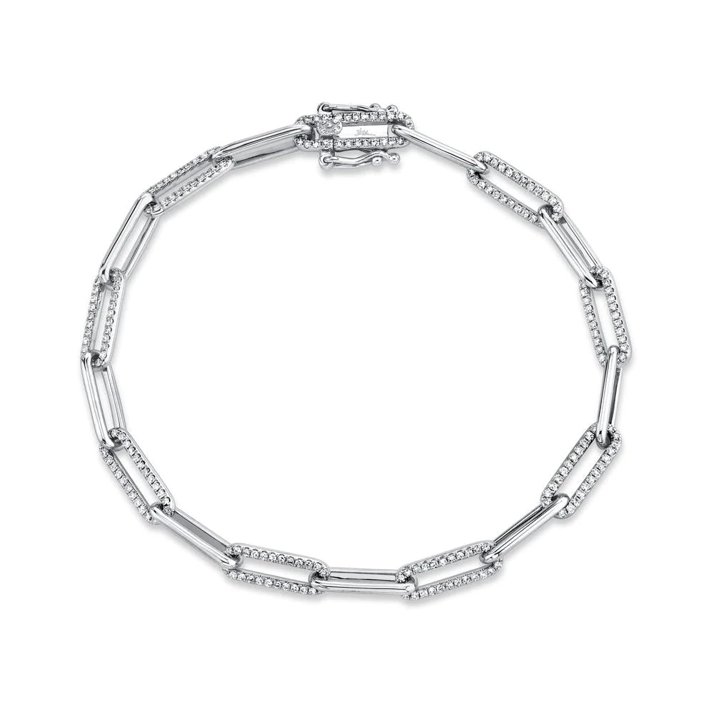 Elegant Diamond Paper Clip Link Bracelet for Women - Sterling Silver Minimalist Jewelry Gift for Her - Perfect for Office, Party & Everyday Wear