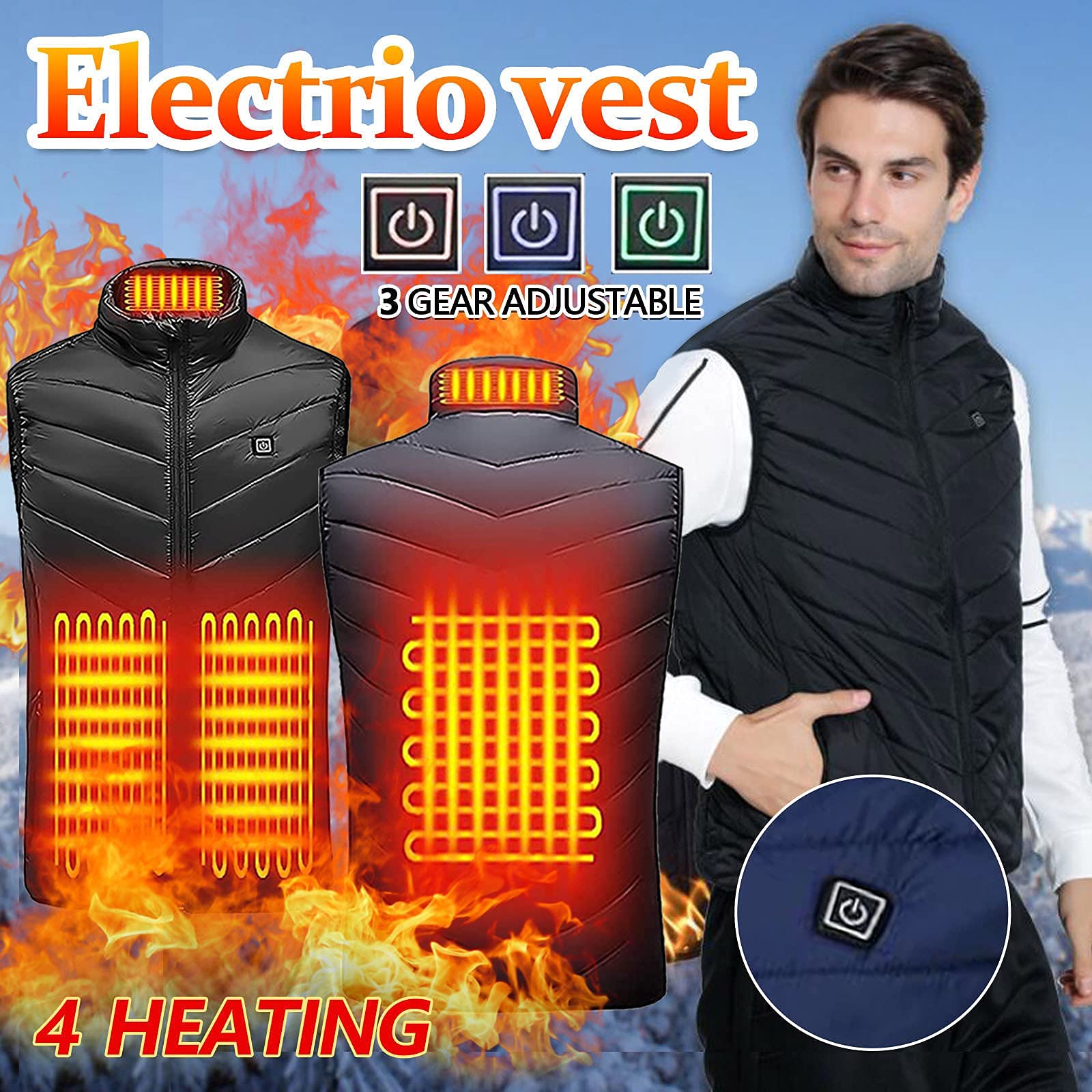 Men's Heated Jacket - Lightweight Winter Coat for Outdoor Activities