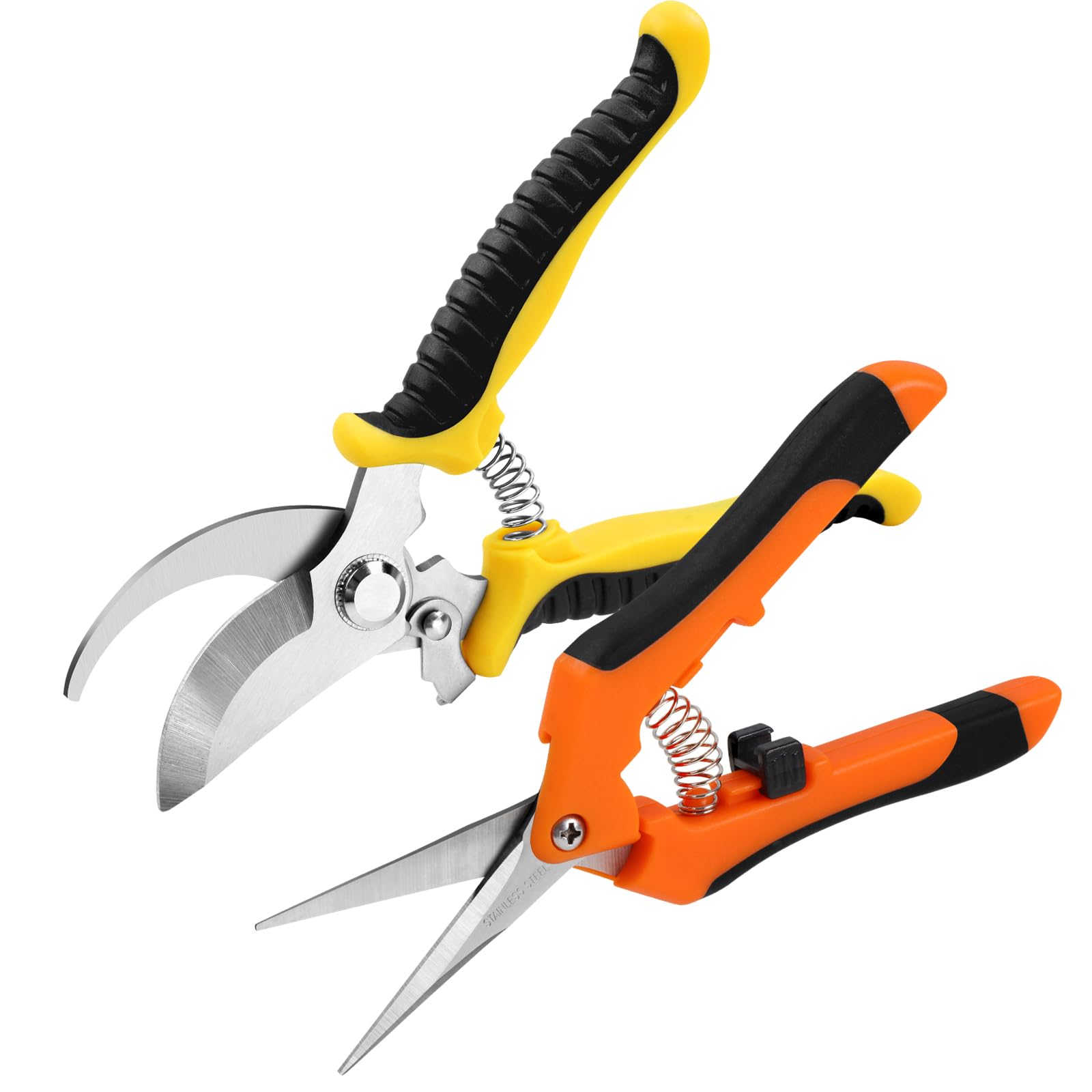 2 Pack Stainless Steel Pruning Shears - Sharp Garden Shears & Clippers with Soft Grip Handle for Trimming Plants, Flowers, and Shrubs | Perfect Gardening Tools for Home & Professional Use