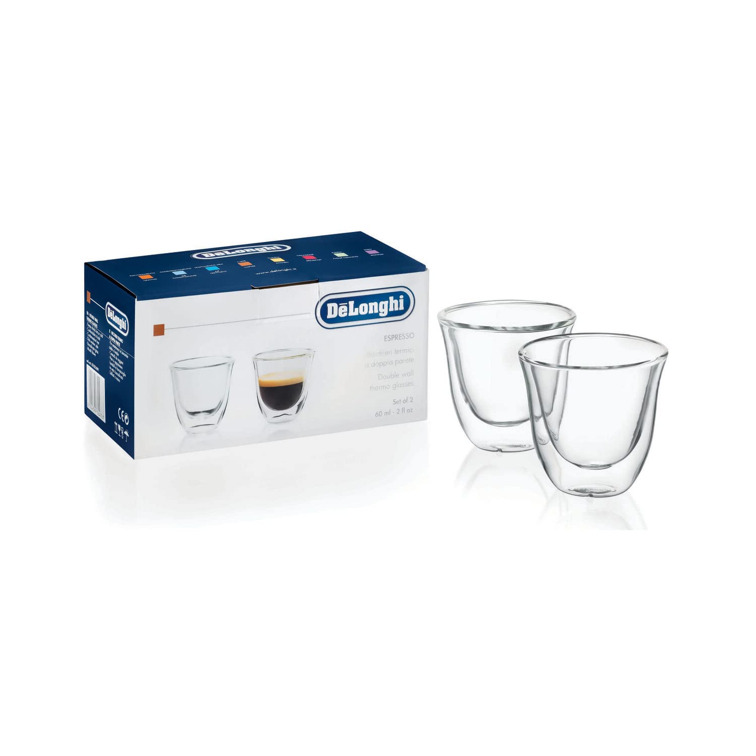 De'Longhi Stilosa Manual Espresso Machine with Stainless Steel Milk Frother & 2 Double-Wall Thermo Glasses - 13.5