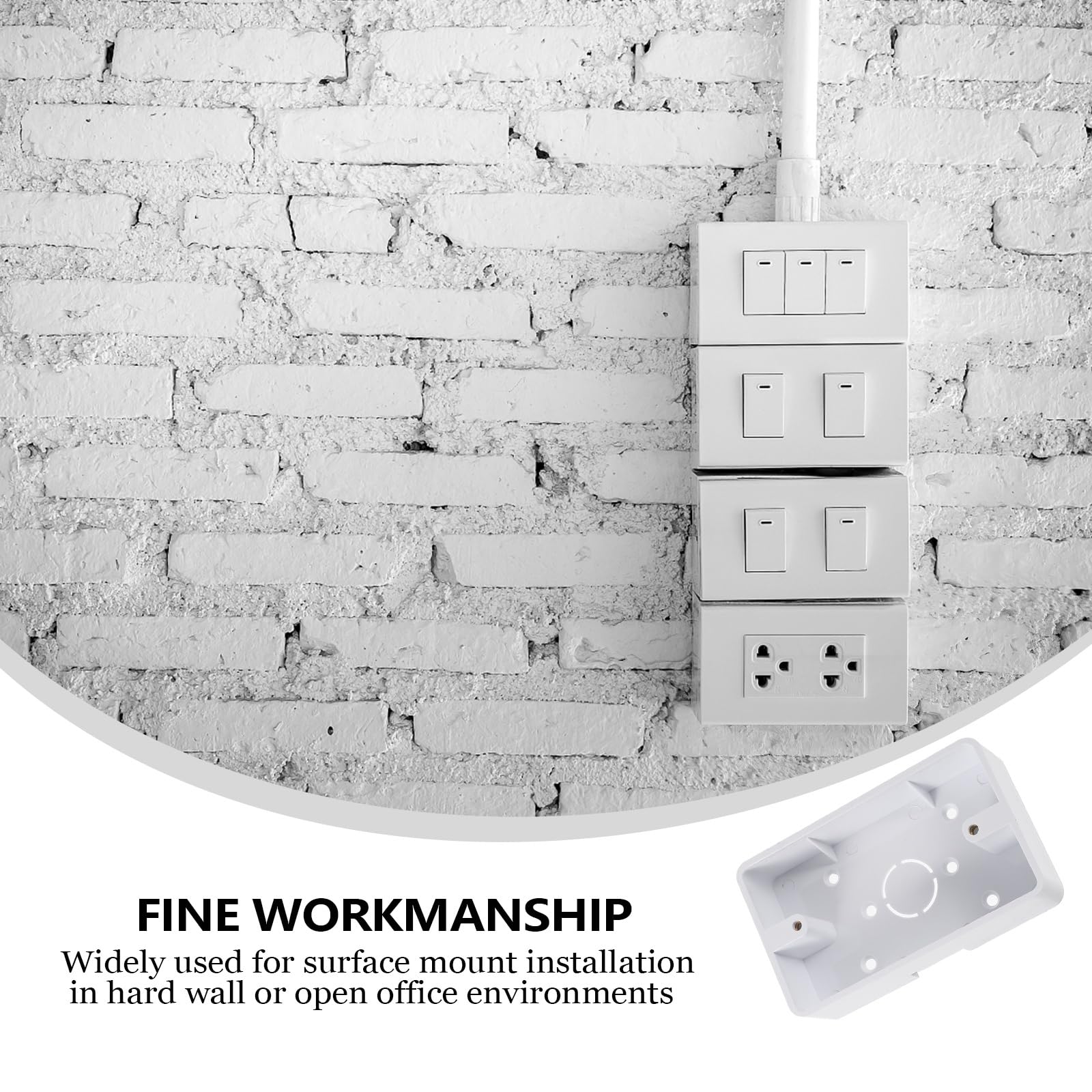 Hemobllo 5-Pack White Plastic Surface Mount Outlet Box - Single Gang Electrical Junction Box for Home & Office Wiring