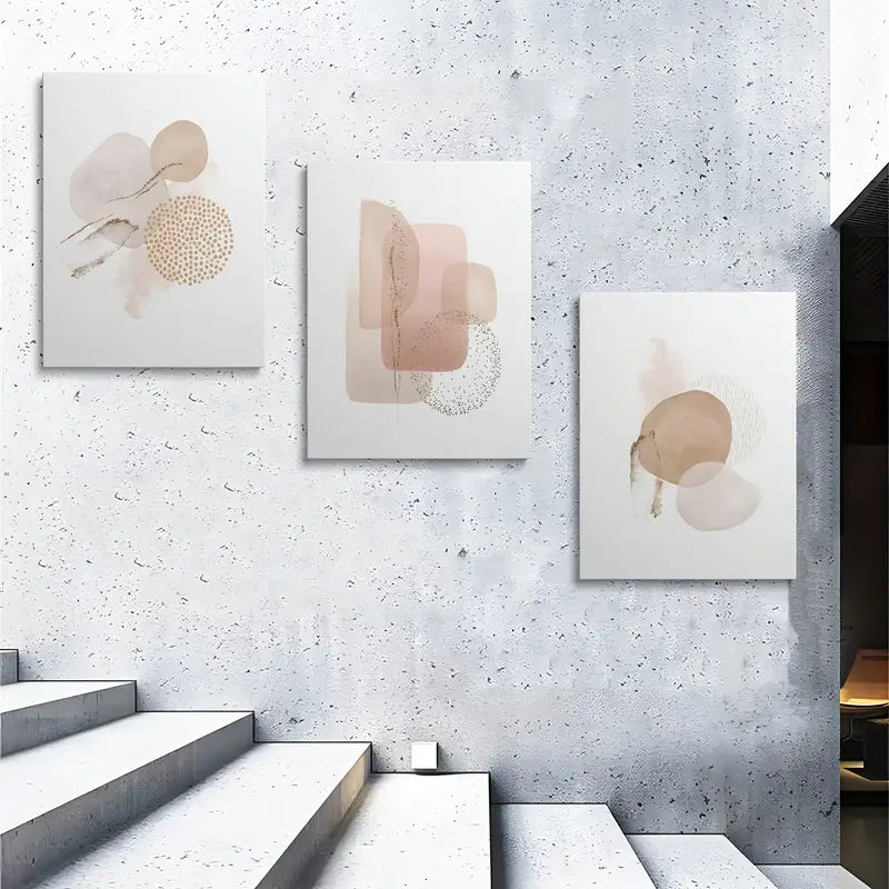 3-Piece Abstract Color Geometric Metal Wall Art Prints - Ready to Hang Modern Home Decor for Living Room, Bedroom & Office