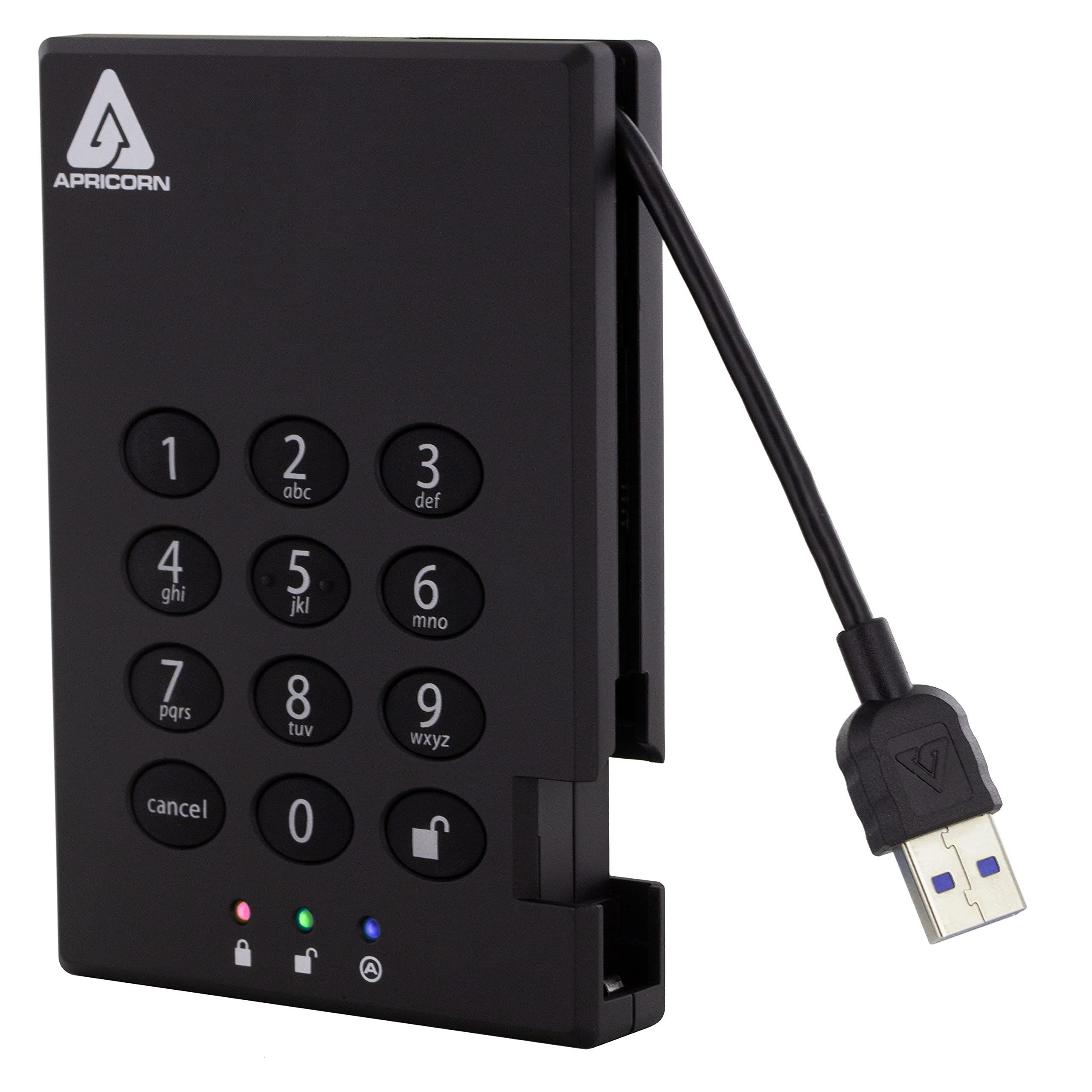Apricorn 512GB Aegis Padlock USB 3.0 Encrypted External SSD - 256-Bit AES Hardware Encryption, Portable Secure Storage Drive (A25-3PL256-S512) - Perfect for Business Data Protection, Financial Records & Sensitive File Backup
