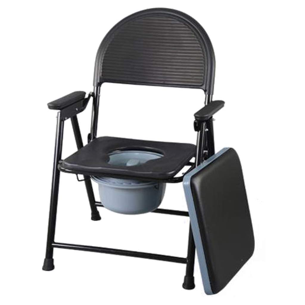Foldable Shower Bench & Commode Chair for Elderly & Disabled Adults - Adjustable Height, Padded Arms & Backrest, Non-Slip Legs - Ideal for Bathroom Safety, Post-Surgery Recovery & Home Care Use