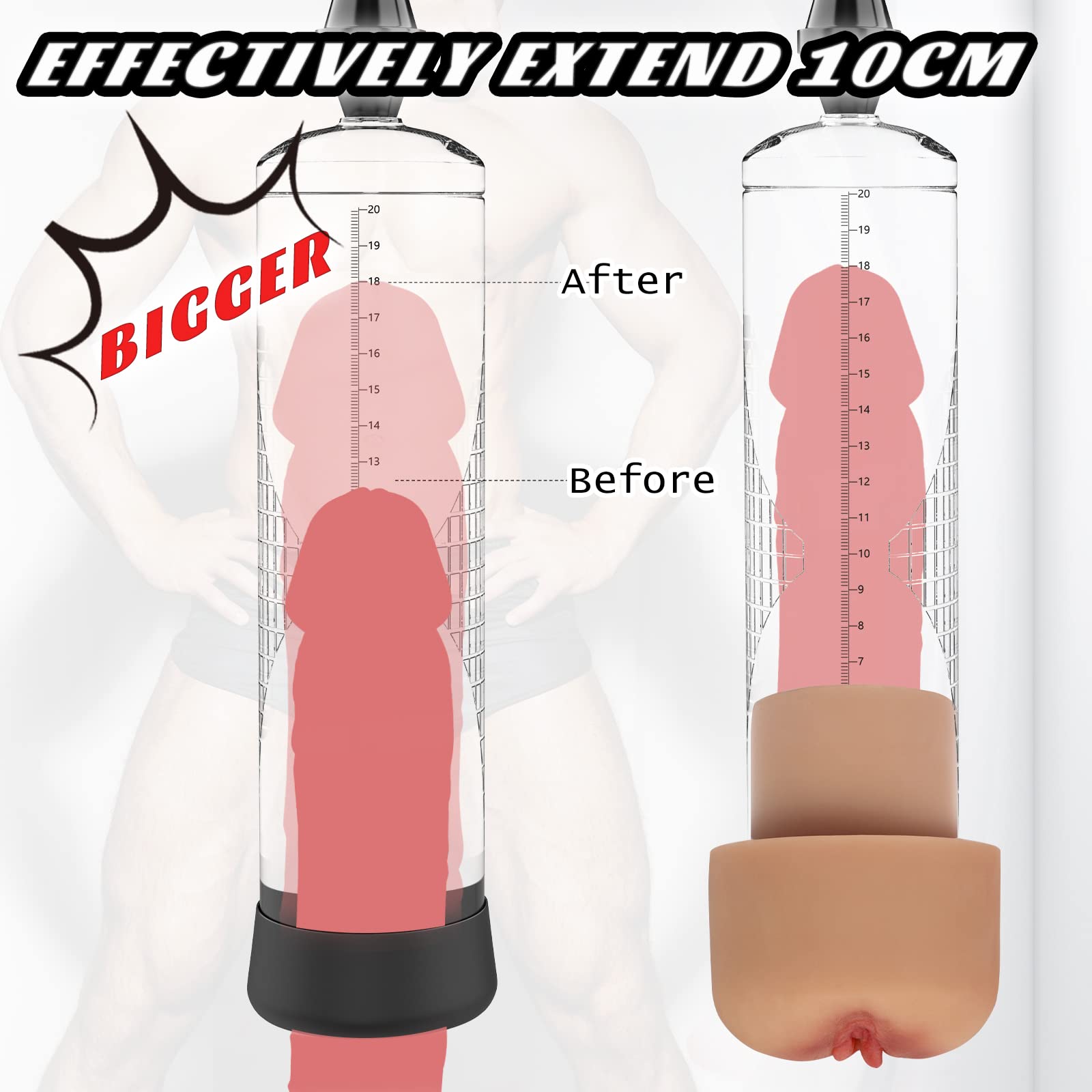 **Best Manual Vacuum Penis Pump for Male Enhancement & Erection - Penis Enlarger & Massage Stimulator with Male Stroker - Black - Perfect for Adult Use & Intimate Moments**