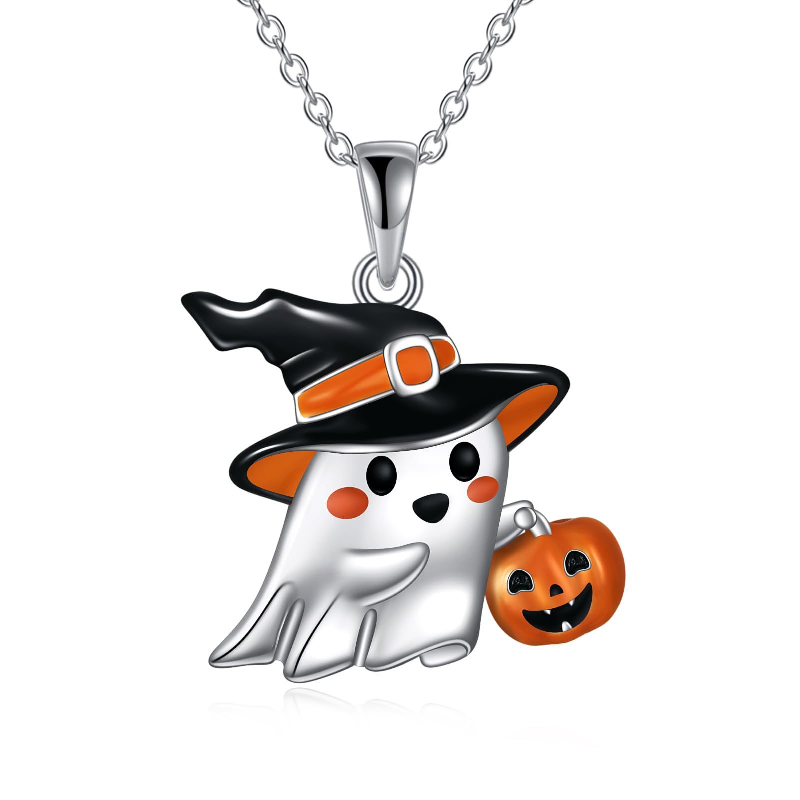 Halloween Necklace for Women - Sterling Silver Bat, Black Cat, Ghost, Pumpkin & Pentagram Witch Pendant | Gothic Jewelry Gift | Perfect for Halloween Parties, Cosplay & Witchy Fashion