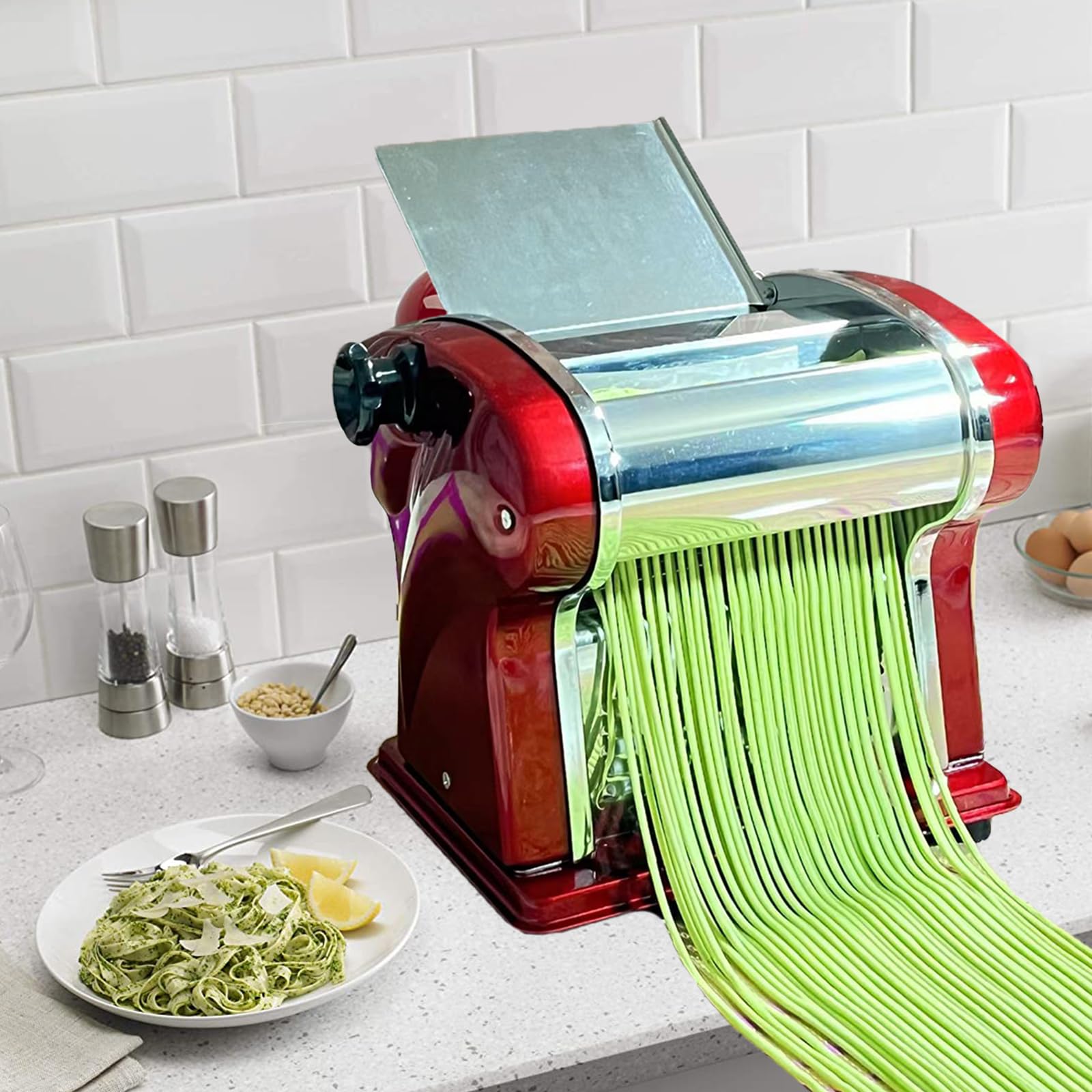 XINGYUEXUAN Electric Pasta Maker Machine - Automatic Dough Roller with 2.5mm Spaghetti Blade for Fresh Homemade Noodles | Perfect for Italian Restaurants & Home Kitchens